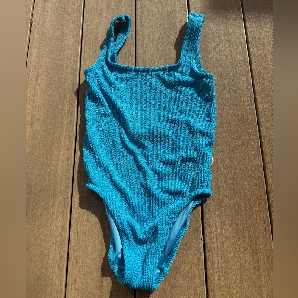 Araminta James Bright Blue Textured Pamela One Piece Swimsuit XS Small